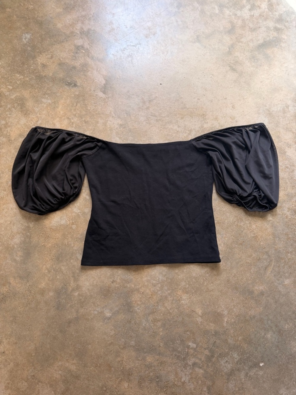 Intimately by Free People - Off-Shoulder Black Top with Puff Sleeves - XS - Picture 2 of 9